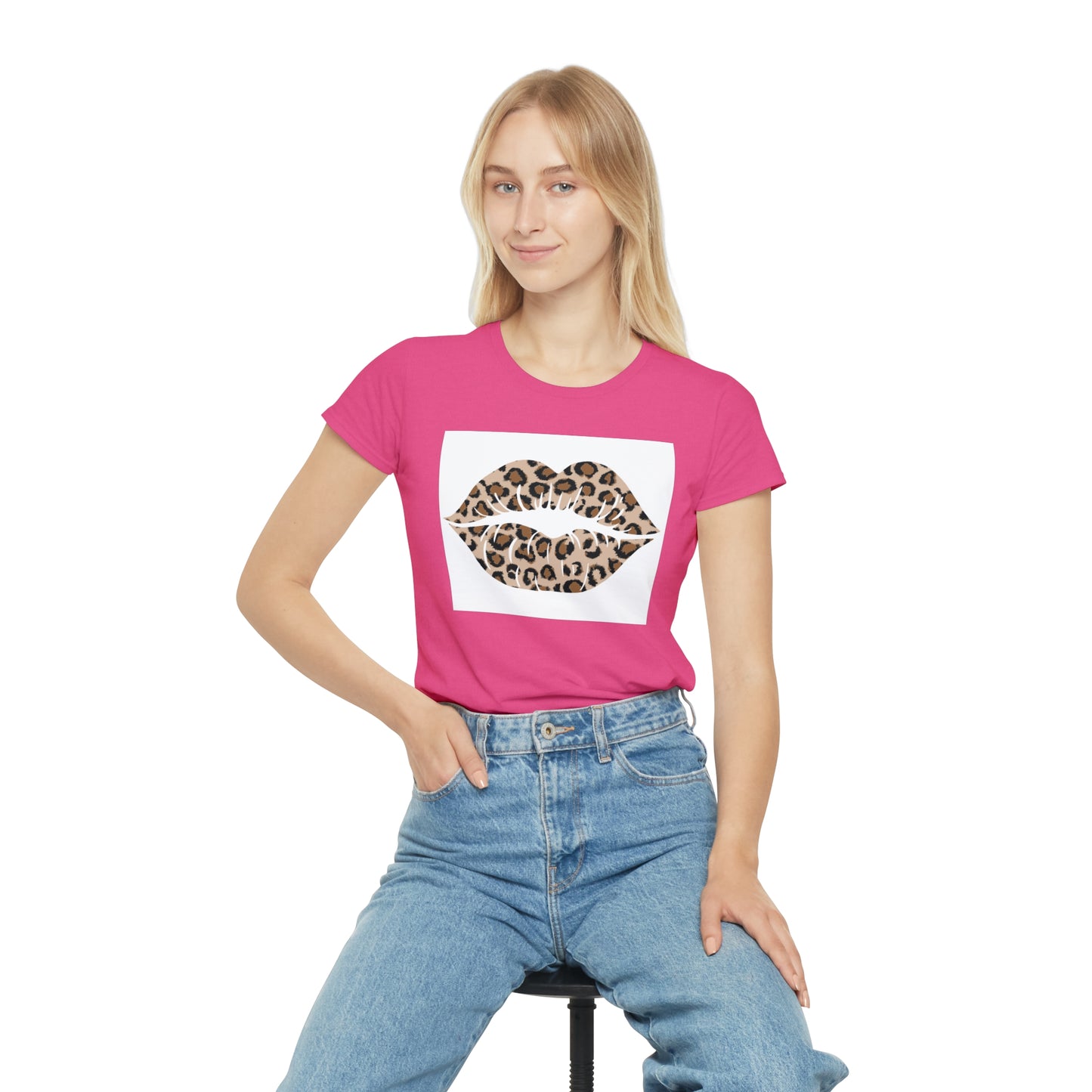 Women's Iconic Leopard Print Kiss T-Shirt