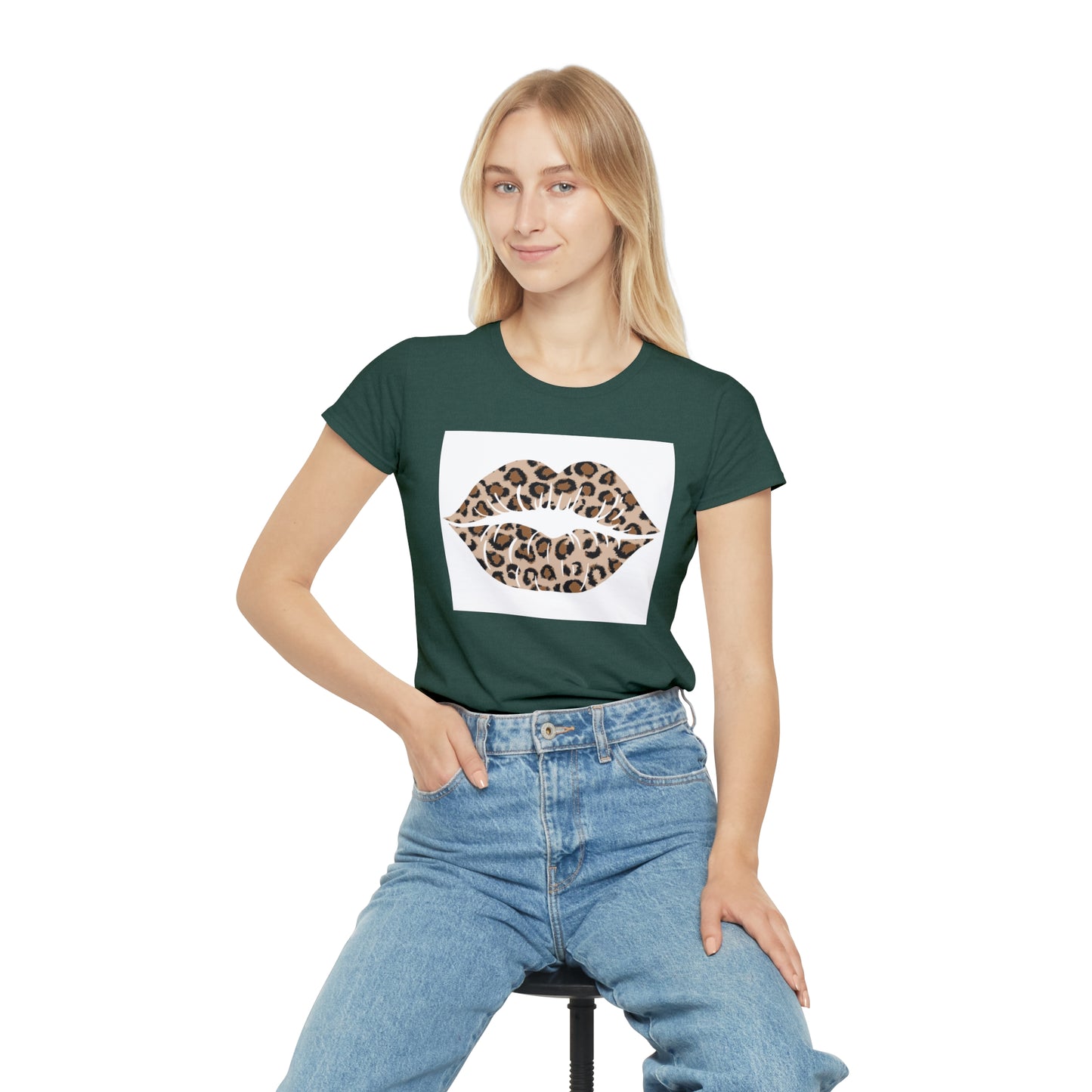 Women's Iconic Leopard Print Kiss T-Shirt