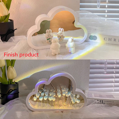 Tulip Night Lamp DIY Material Cloud Tulips Night Lamp Decorative Mirrors Photo Frame LED Table Lights Korean Creative Desk Bedroom Handmade Birthday Gifts