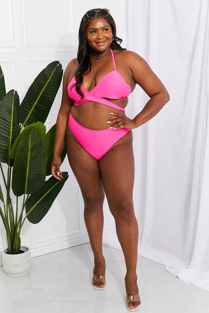 Marina West Swim Summer Splash Halter Bikini Set in Pink