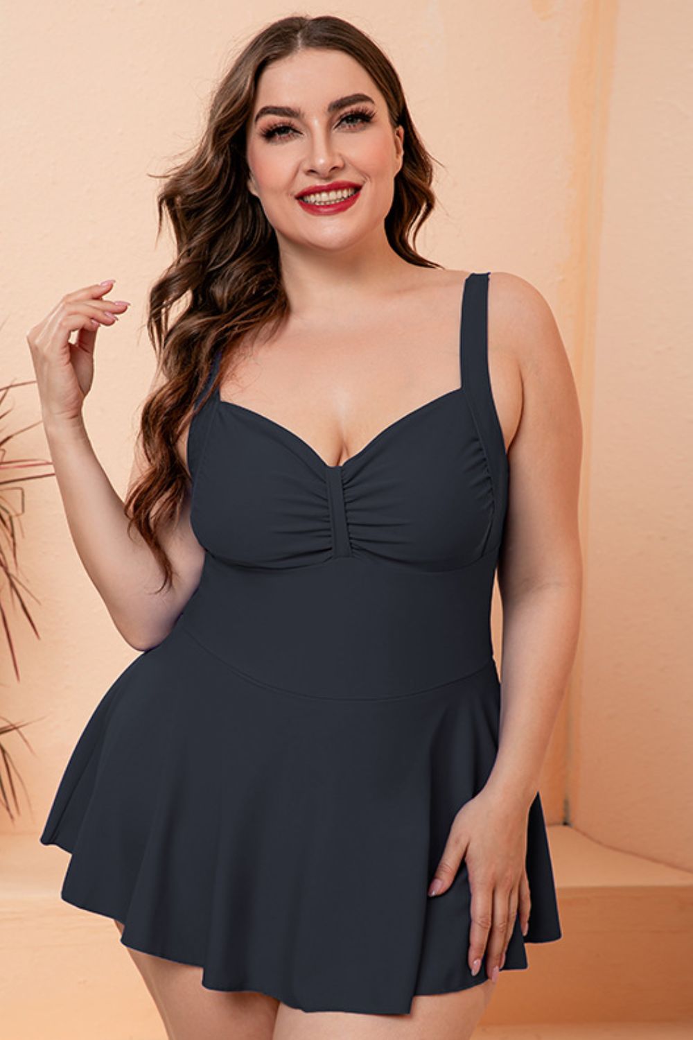 Full Size Gathered Detail Swim Dress