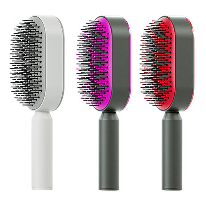 Self Cleaning Hair Brush For Women One-key Cleaning Hair Loss Airbag Massage Scalp Comb Anti-Static Hairbrush