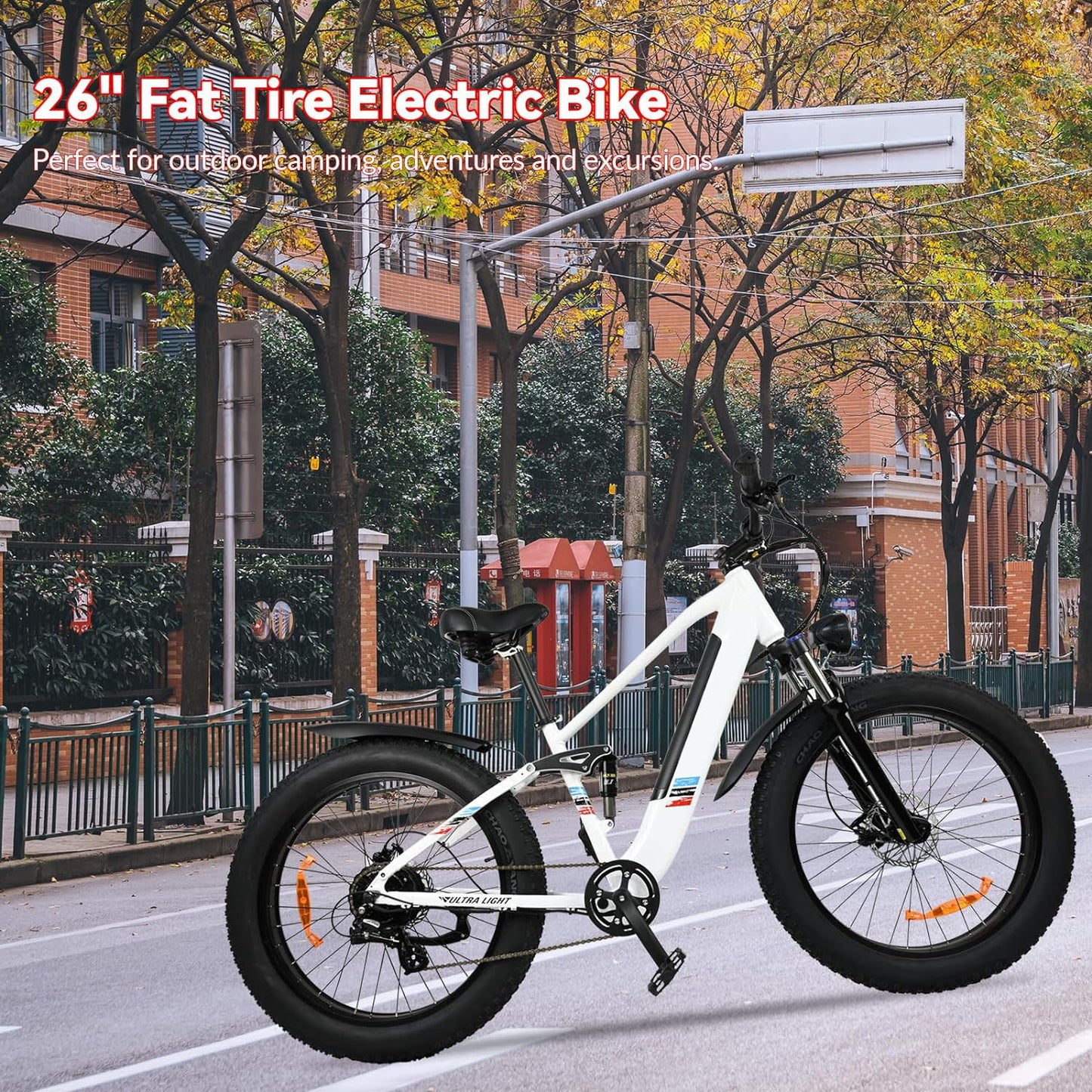 Electric Bike For Adults - 500W Motor 25MPH Speed Removable Battery 48V 12AH, 26 Inch Fat-Tire Electric Bicycle, 8 Speed Battery Powered Mountain Bicycle