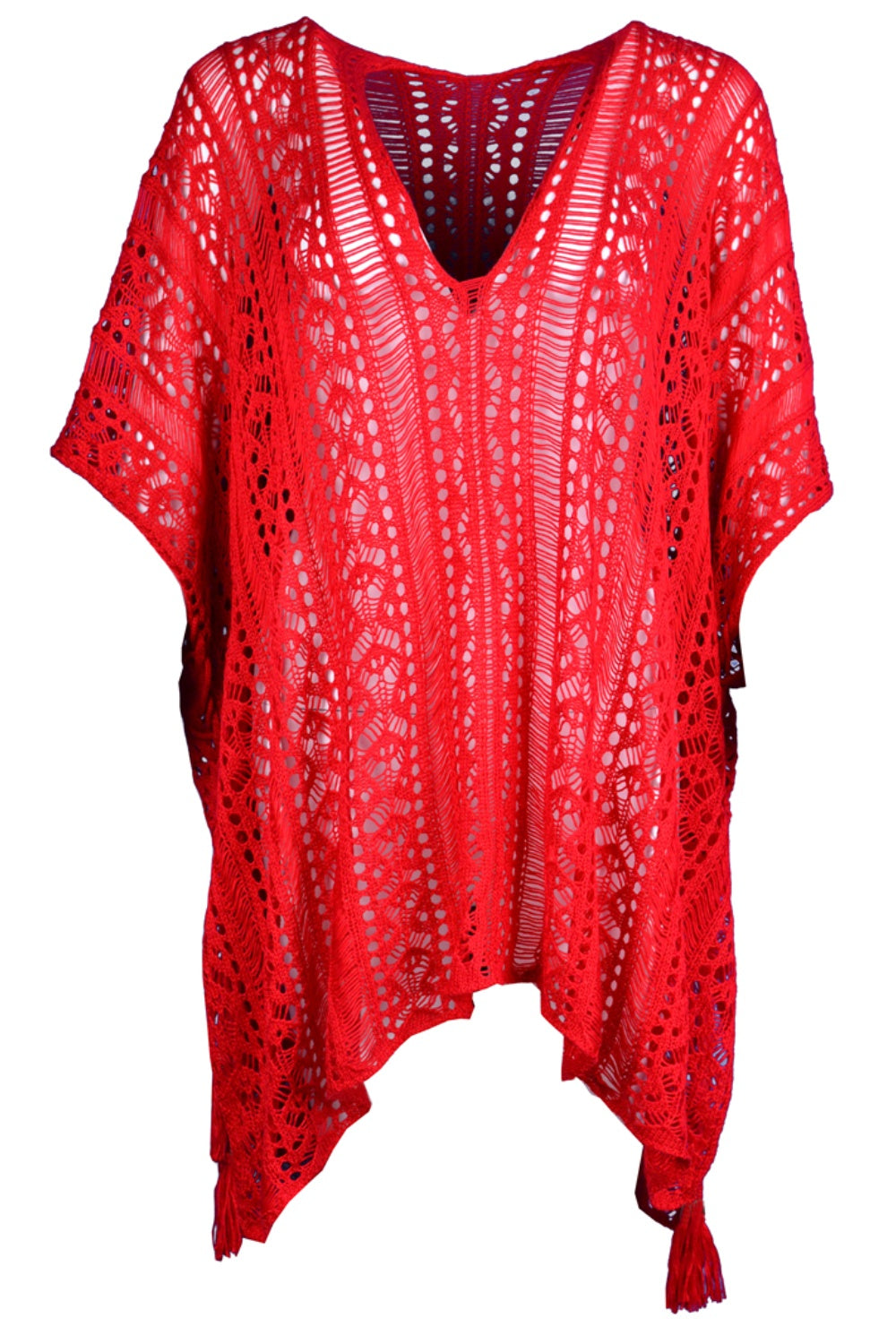 Cutout V-Neck Cover-Up with Tassel