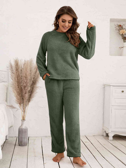 Teddy Long Sleeve Top and Pants Lounge Set