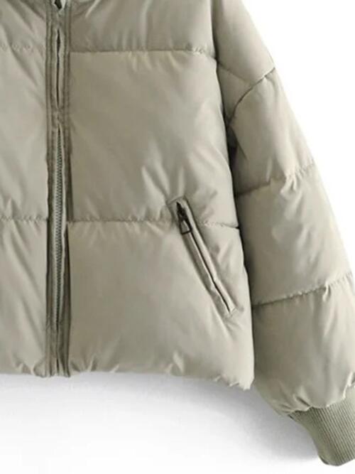 Zip Up Drawstring Winter Coat with Pockets