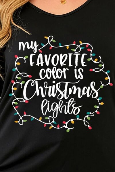 Plus Size MY FAVORITE COLOR IS CHRISTMAS LIGHTS Striped T-Shirt