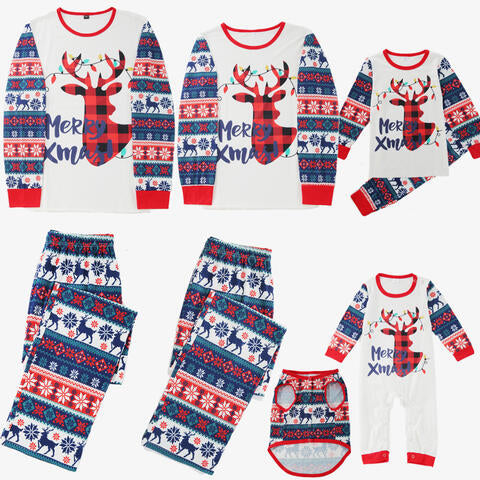 Women MERRY XMAS Reindeer Graphic Top and Pants Set