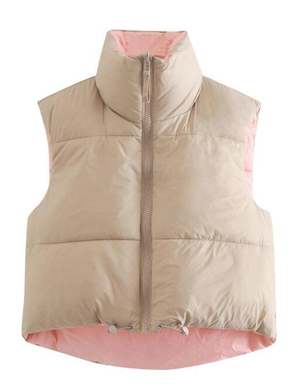 Zip Up Drawstring Reversible Vest