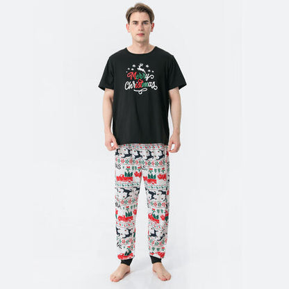 Men MERRY CHRISTMAS Graphic Top and Printed Pants Set