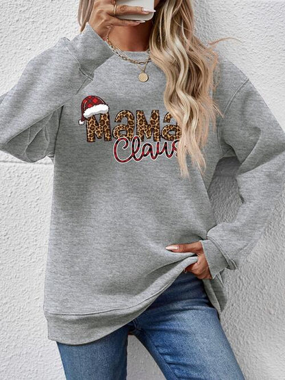 Round Neck Letter Graphic Long Sleeve Sweatshirt