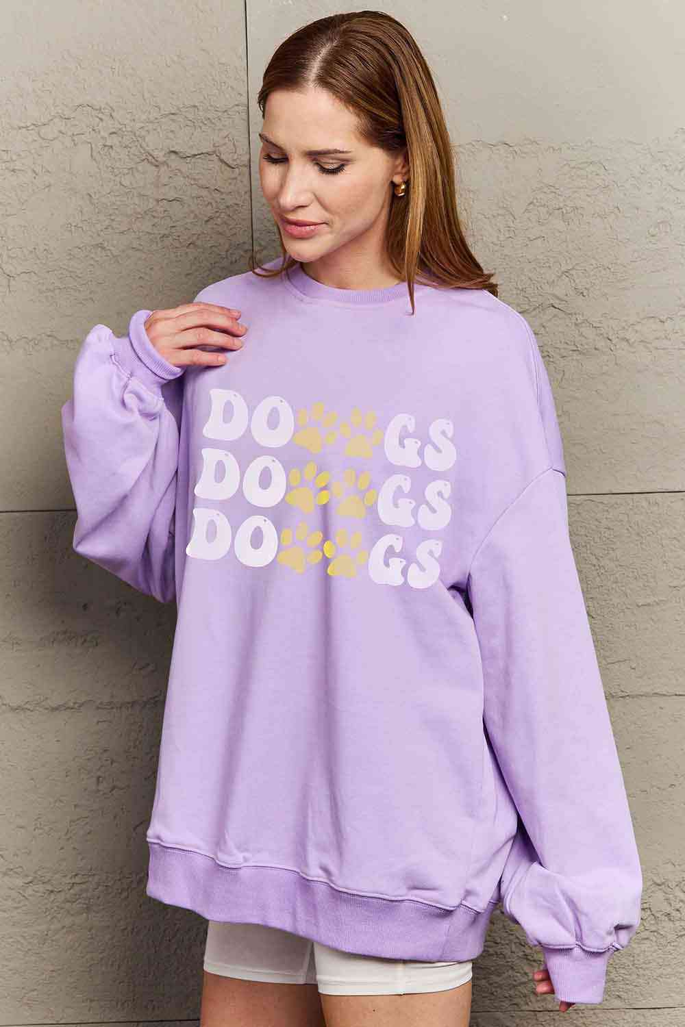 Simply Love Simply Love Full Size Round Neck Dropped Shoulder DOGS Graphic Sweatshirt