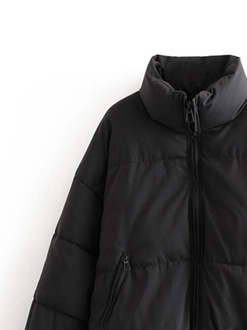 Zip Up Drawstring Winter Coat with Pockets