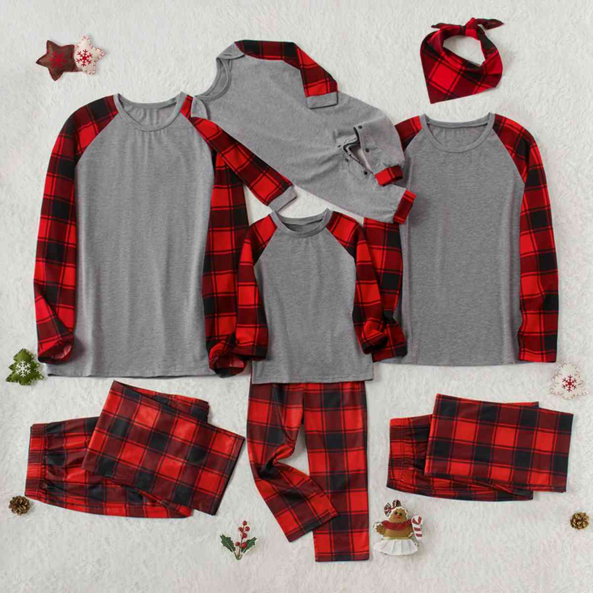 Raglan Sleeve Top and Plaid Pants Set