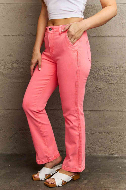 RISEN Kenya Full Size High Waist Side Twill Straight Jeans