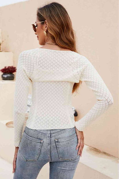 Scoop Neck Long Sleeve Knit Top