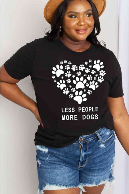 Simply Love Simply Love Full Size LESS PEOPLE MORE DOGS Heart Graphic Cotton Tee