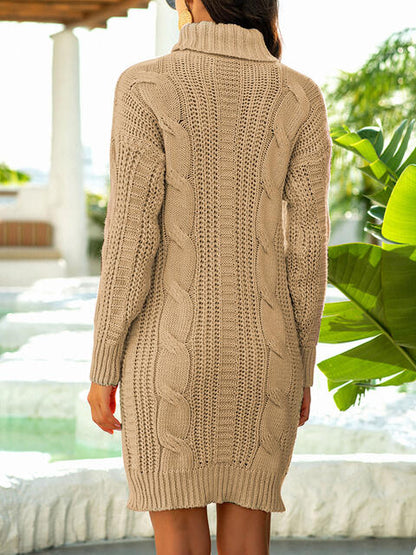 Turtleneck Ribbed Sweater Dress