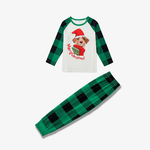 Women MERRY CHRISTMAS Graphic Top and Plaid Pants Set