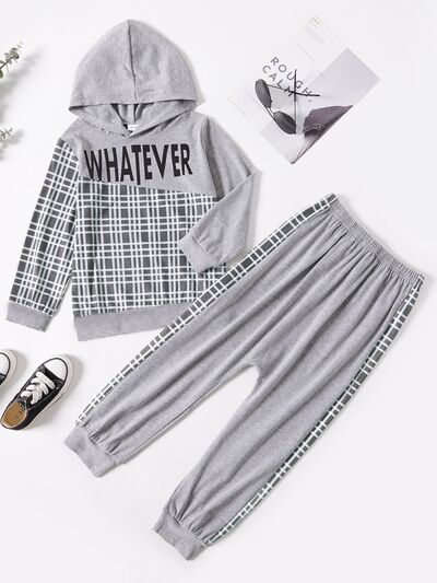 WHATEVER Plaid Hoodie and Pants Set