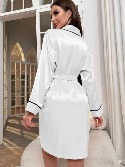 Tie Waist Surplice Neck Robe