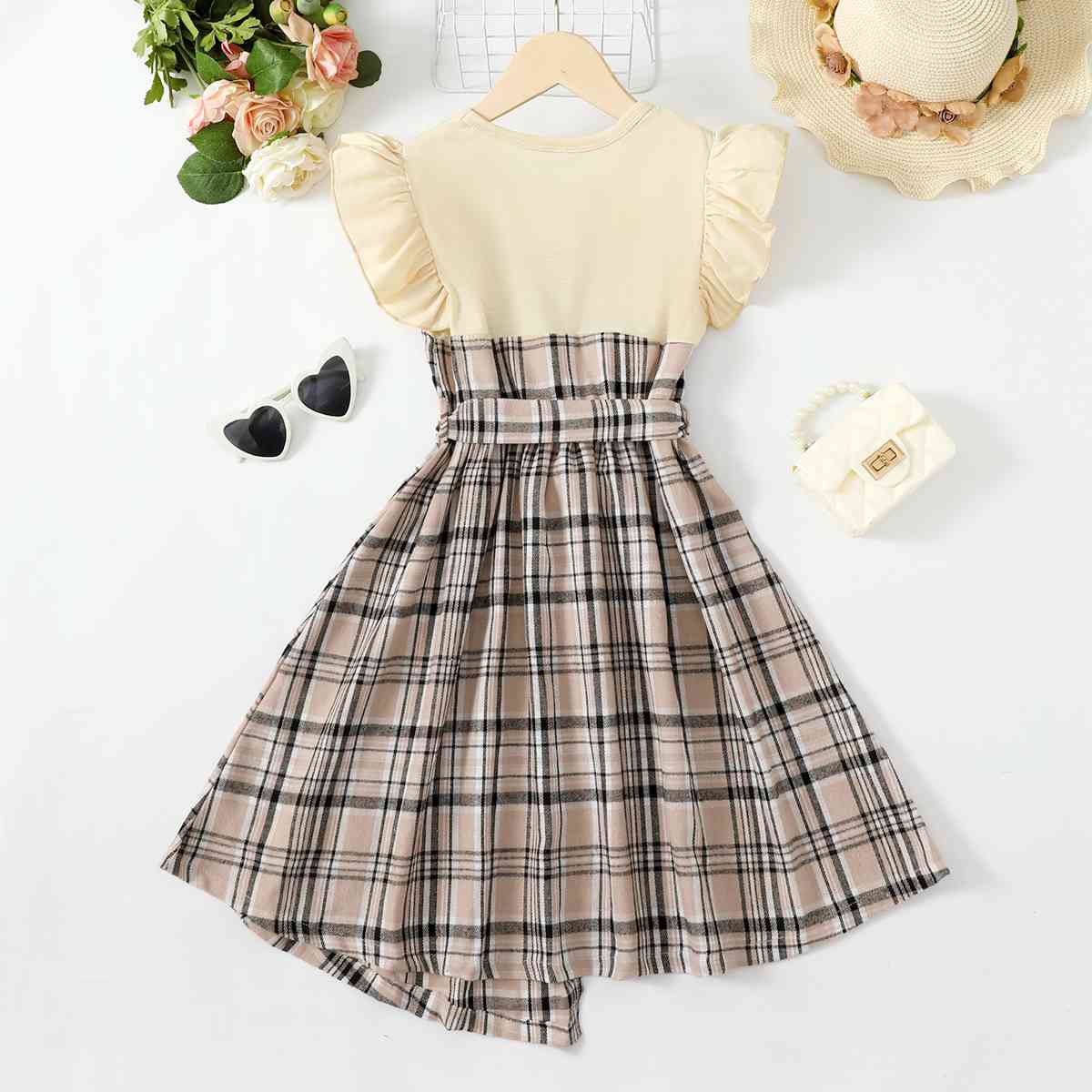 Plaid Round Neck Asymmetrical Dress