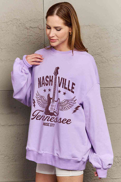 Simply Love Simply Love Full Size NASHVILLE TENNESSEE MUSIC CITY Graphic Sweatshirt