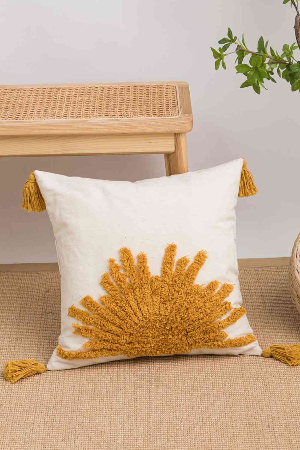 Sun Graphic Tassel Decorative Throw Pillow Case