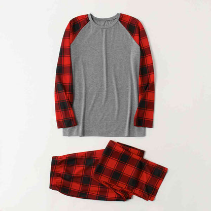 Raglan Sleeve Top and Plaid Pants Set