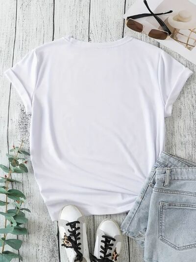 XOXO Leopard Round Neck Short Sleeve T-Shirt