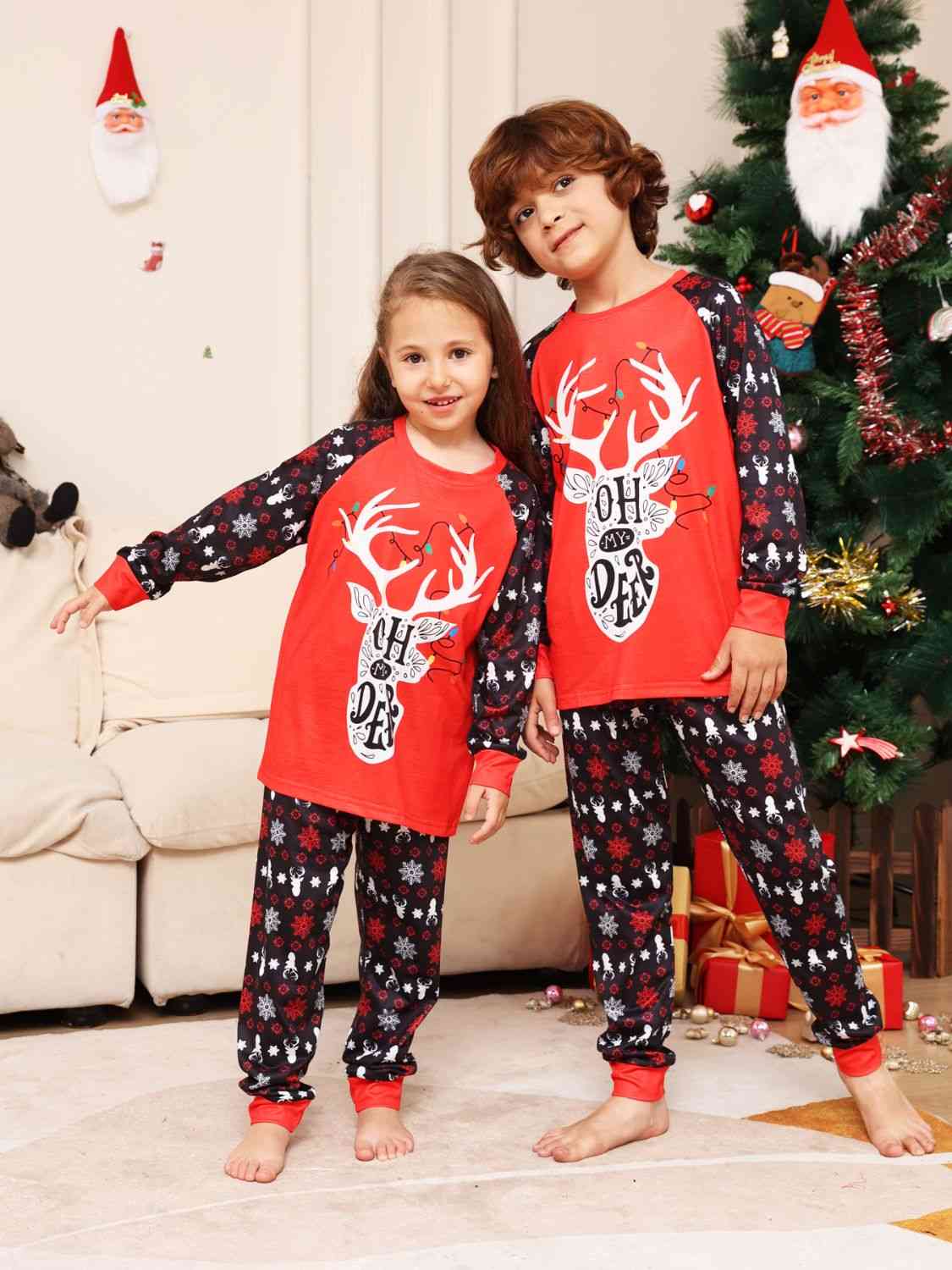 Reindeer Graphic Top and Pants Set