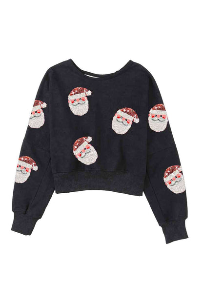 Santa Sequin Long Sleeve Sweatshirt