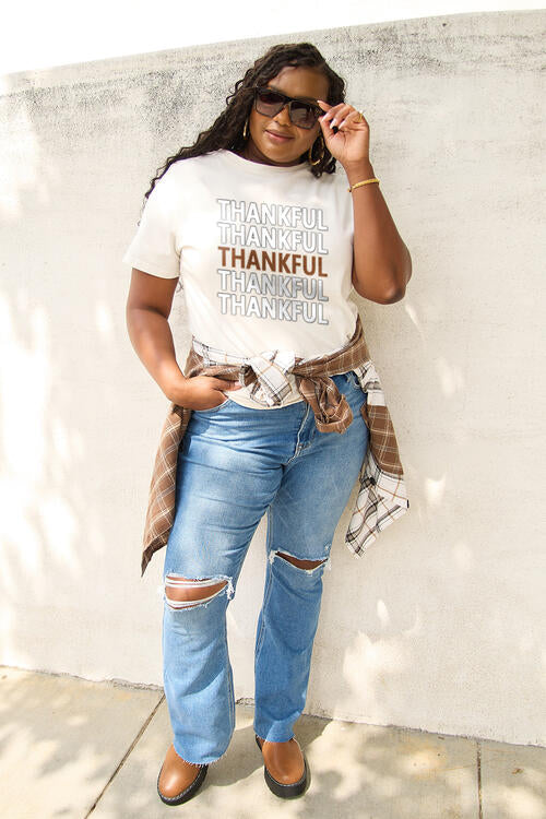 Simply Love Full Size THANKFUL Short Sleeve T-Shirt