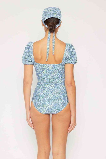 Marina West Swim Salty Air Puff Sleeve One-Piece in Blue