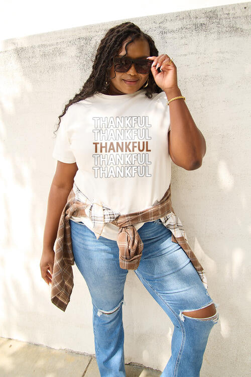 Simply Love Full Size THANKFUL Short Sleeve T-Shirt