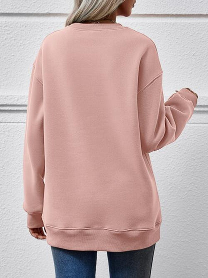 Round Neck Letter Graphic Long Sleeve Sweatshirt