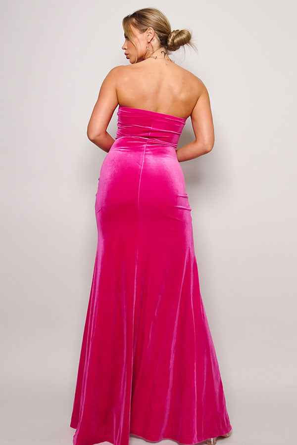 Strapless Sweetheart Maxi Velvet Dress