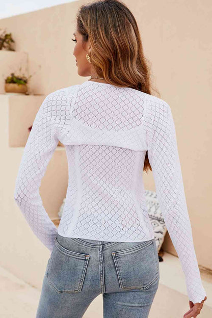 Scoop Neck Long Sleeve Knit Top