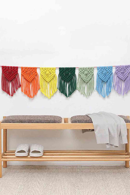 Rainbow Fringe Macrame Banner