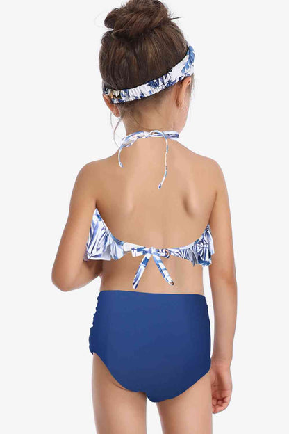 Printed Layered Halter Neck Two-Piece Swim Set