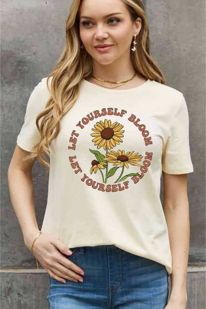 Simply Love Full Size LET YOURSELF BLOOM Graphic Cotton Tee