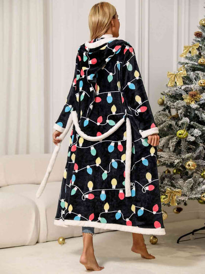 Tie Waist Hooded Robe