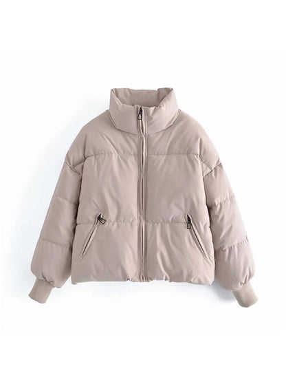 Zip Up Drawstring Winter Coat with Pockets