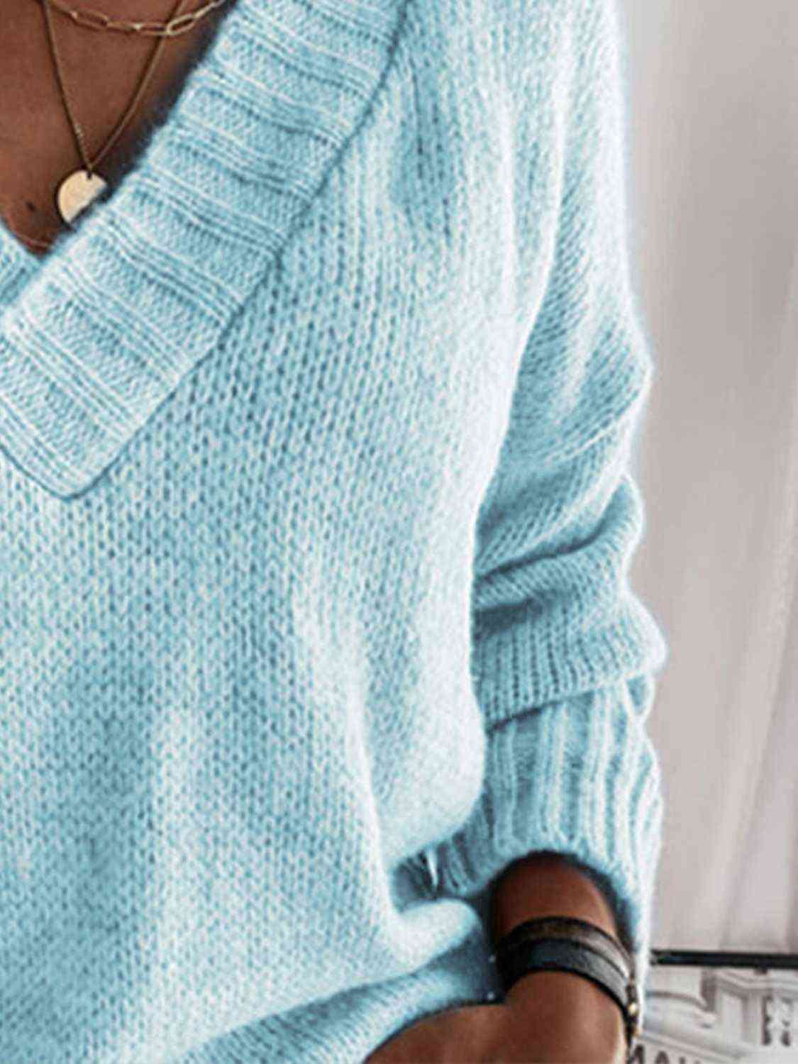 V-Neck Drop Shoulder Sweater