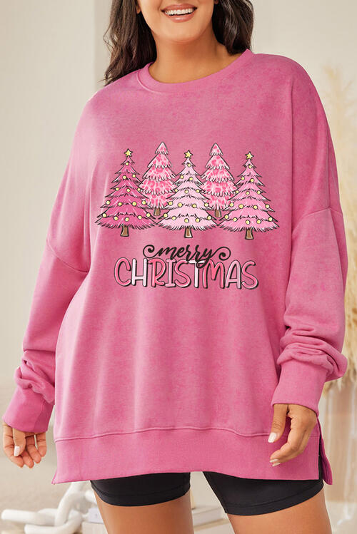 Plus Size MERRY CHRISTMAS Dropped Shoulder Sweatshirt