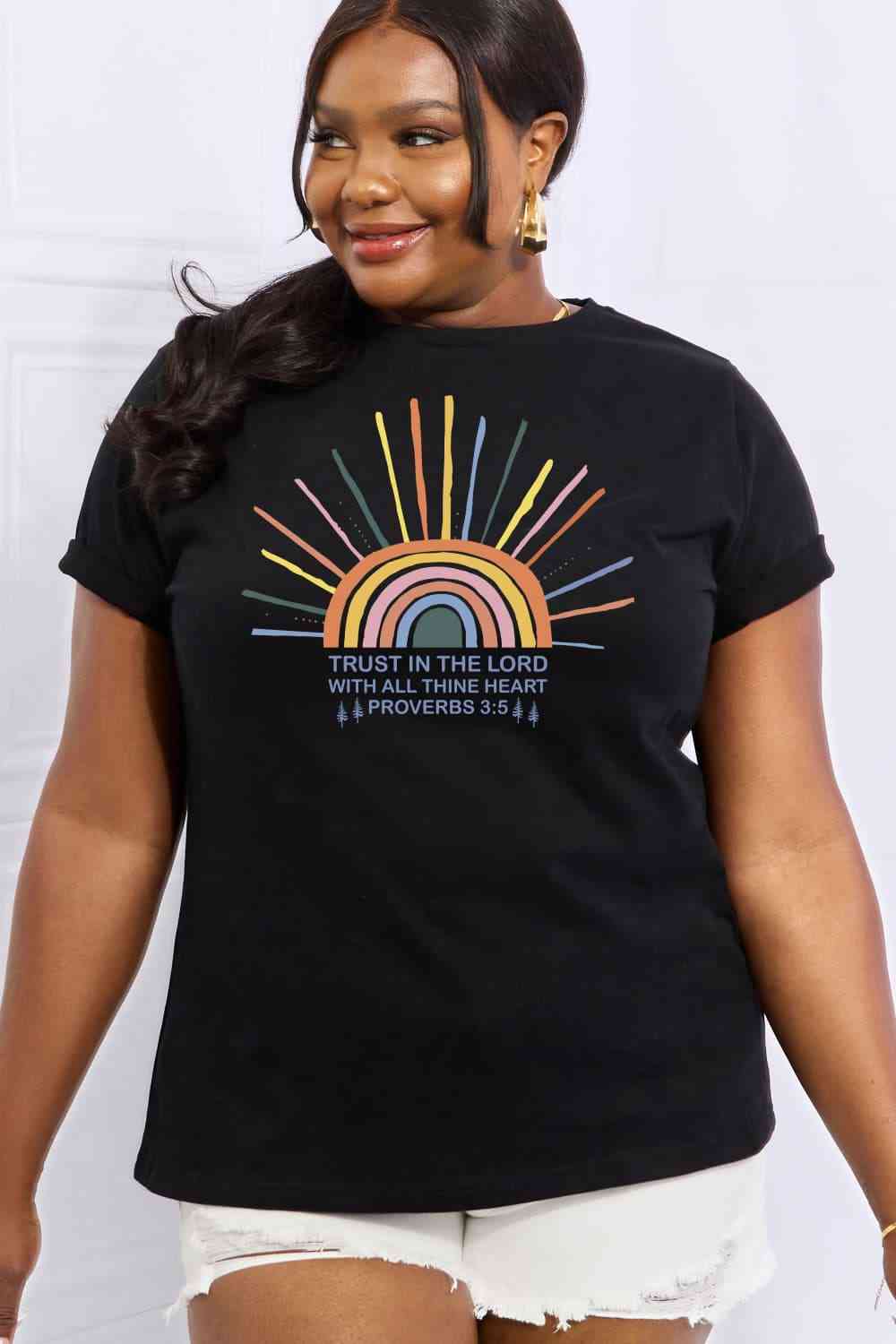 Simply Love Full Size Rainbow Graphic Cotton Tee