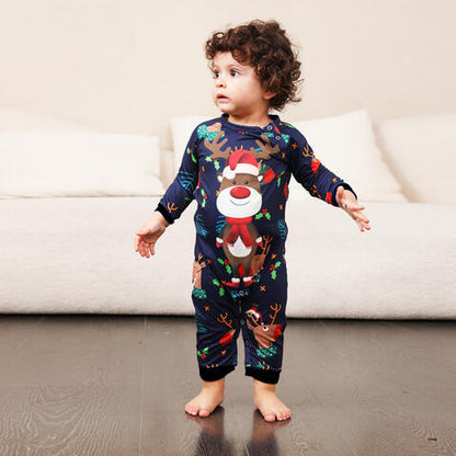 Reindeer Print Round Neck Jumpsuit