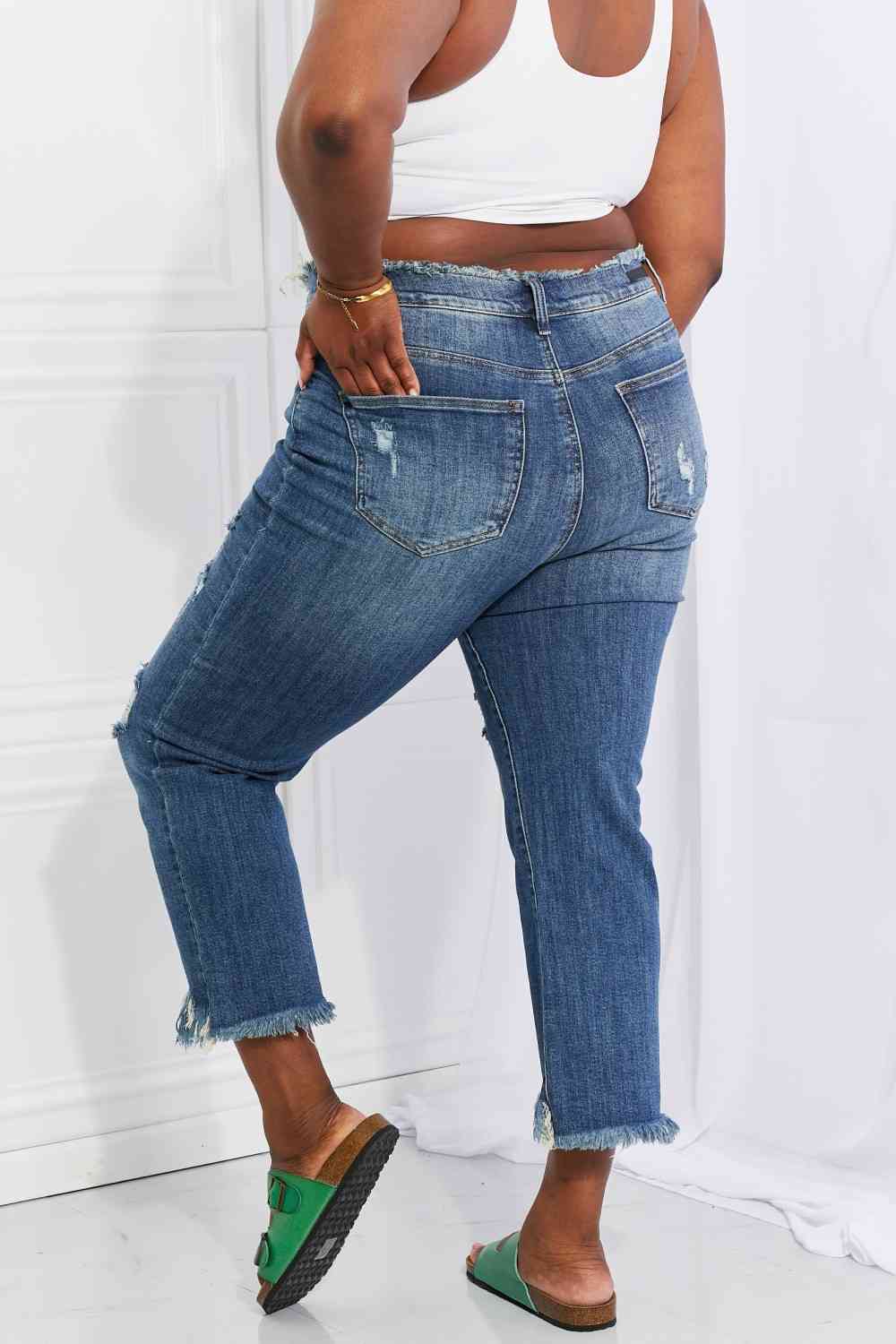 RISEN Full Size Undone Chic Straight Leg Jeans