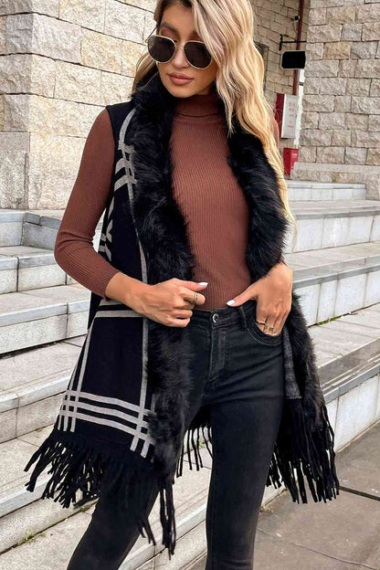 Sleeveless Fringe Detail Cardigan