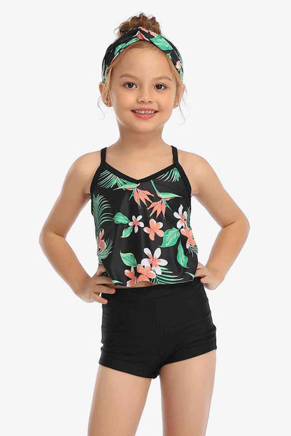 Floral Crisscross Cami and Shorts Swim Set